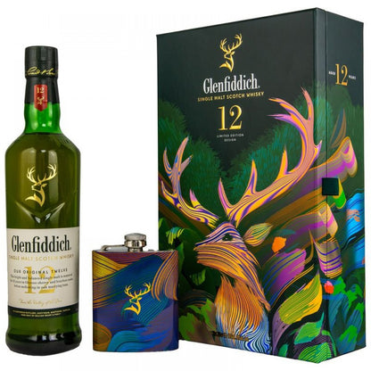 Glenfiddich 12 Years 700ml Giftset with Hipflask