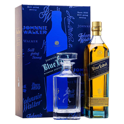 (HNY2026 Sale) Johnnie Walker Blue Label 750ml Gift Set with Glass Decanter
