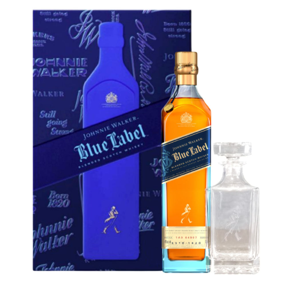 (HNY2026 Sale) Johnnie Walker Blue Label 750ml Gift Set with Glass Decanter