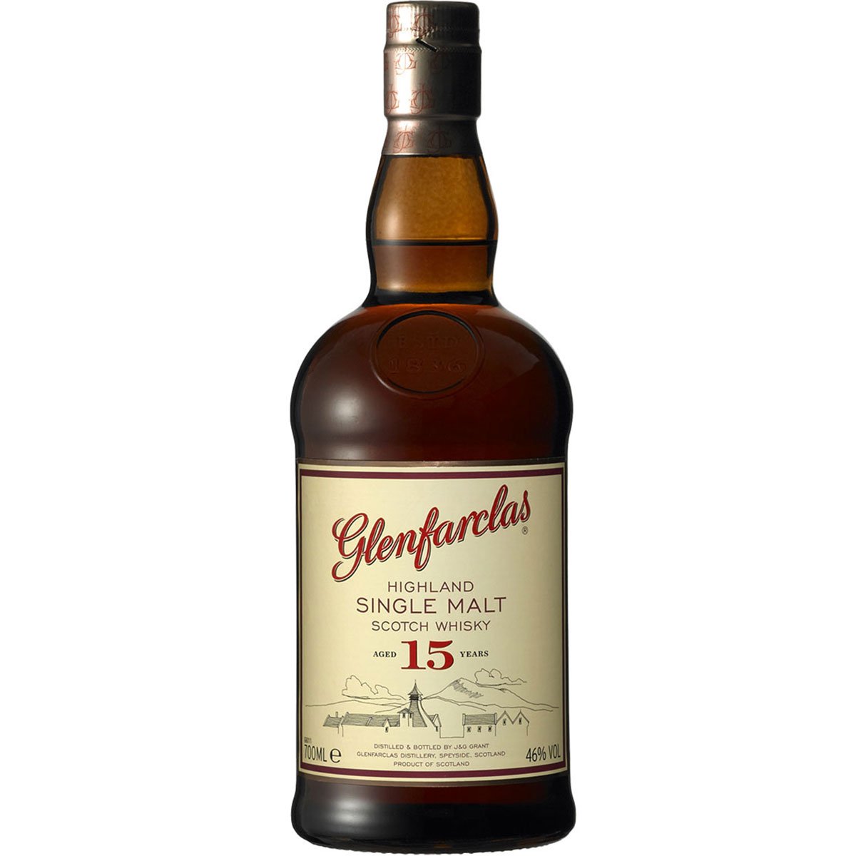 Glenfarclas 15 Single Malt Whisky 700ml with 2 Glencairn Glasses Gift Set