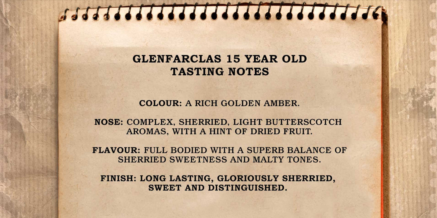 Glenfarclas 15 Single Malt Whisky 700ml with 2 Glencairn Glasses Gift Set