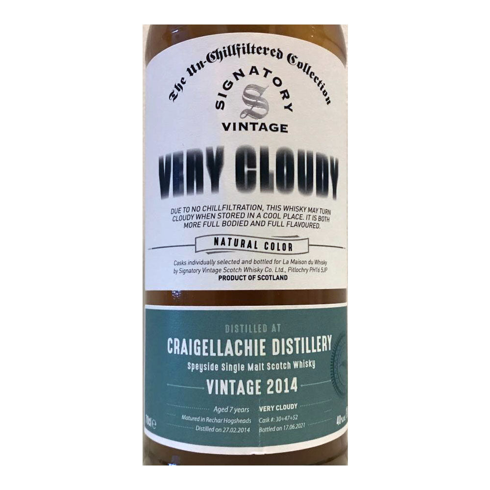 Craigellachie 7 Year Old 2014 Signatory Vintage Very Cloudy ABV 40% 700ml with box