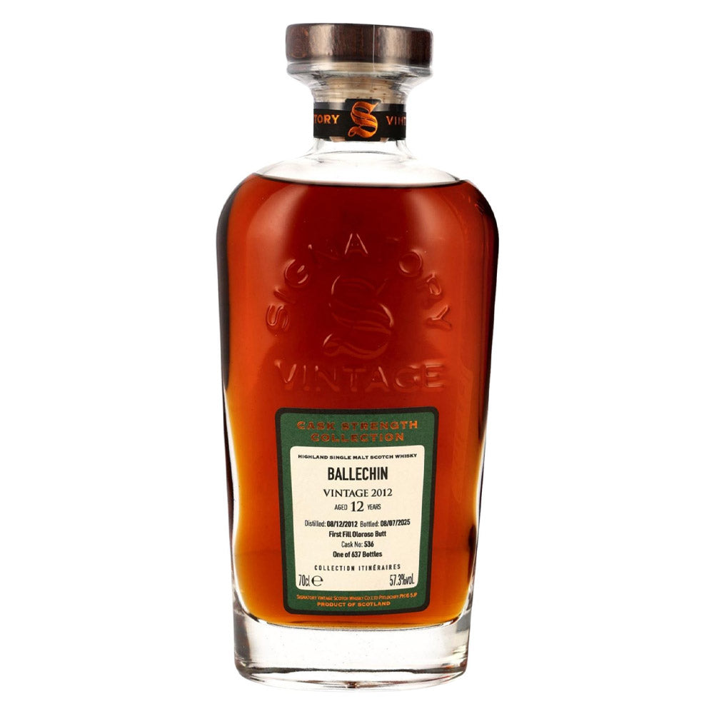 Ballechin 12 Year 2012 1st Fill Oloroso Butt #536 Signatory Vintage Cask Strength Collection Itinéraires Whisky ABV 57.3% 700ml