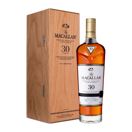 (Father's Day Sale) The Macallan Sherry Oak 30 Years Old ABV 43% 700ml 2024 Release in Wooden Box (Official Local Agent Stock)