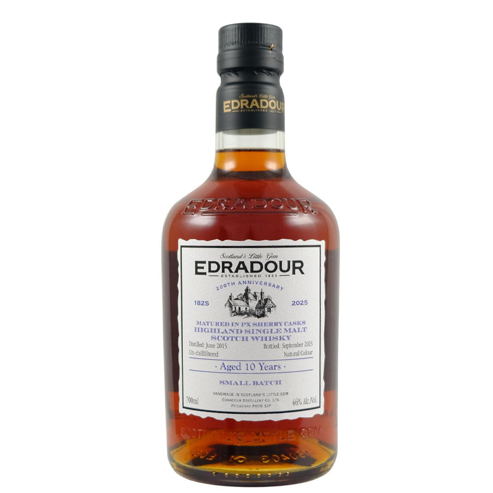 Edradour 10 Year Old 2015 PX Sherry Casks Small Batch 200th Anniversary Highland Single Malt Scotch Whisky ABV 46% 700ml