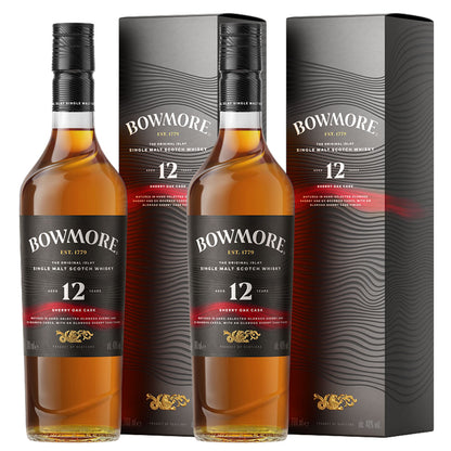 Bundle of 2 Bottles Bowmore 12 Year Sherry Oak Cask ABV 40% 700ml with Box