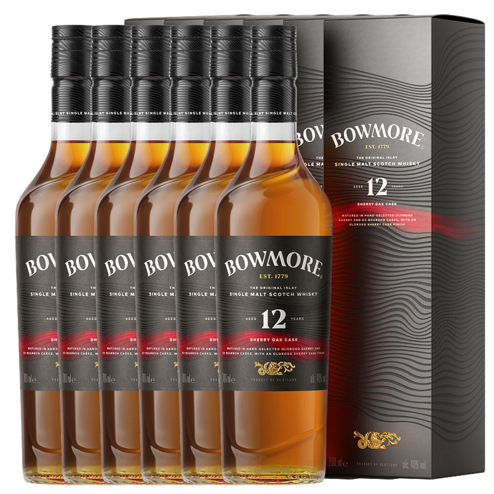 Bundle of 6 Bottles Bowmore 12 Year Sherry Oak Cask ABV 40% 700ml with Box