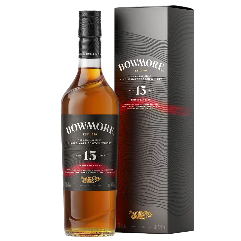 Bundle of 2 Bottles Bowmore 15 Year Sherry Oak Cask ABV 43% 700ml with Box