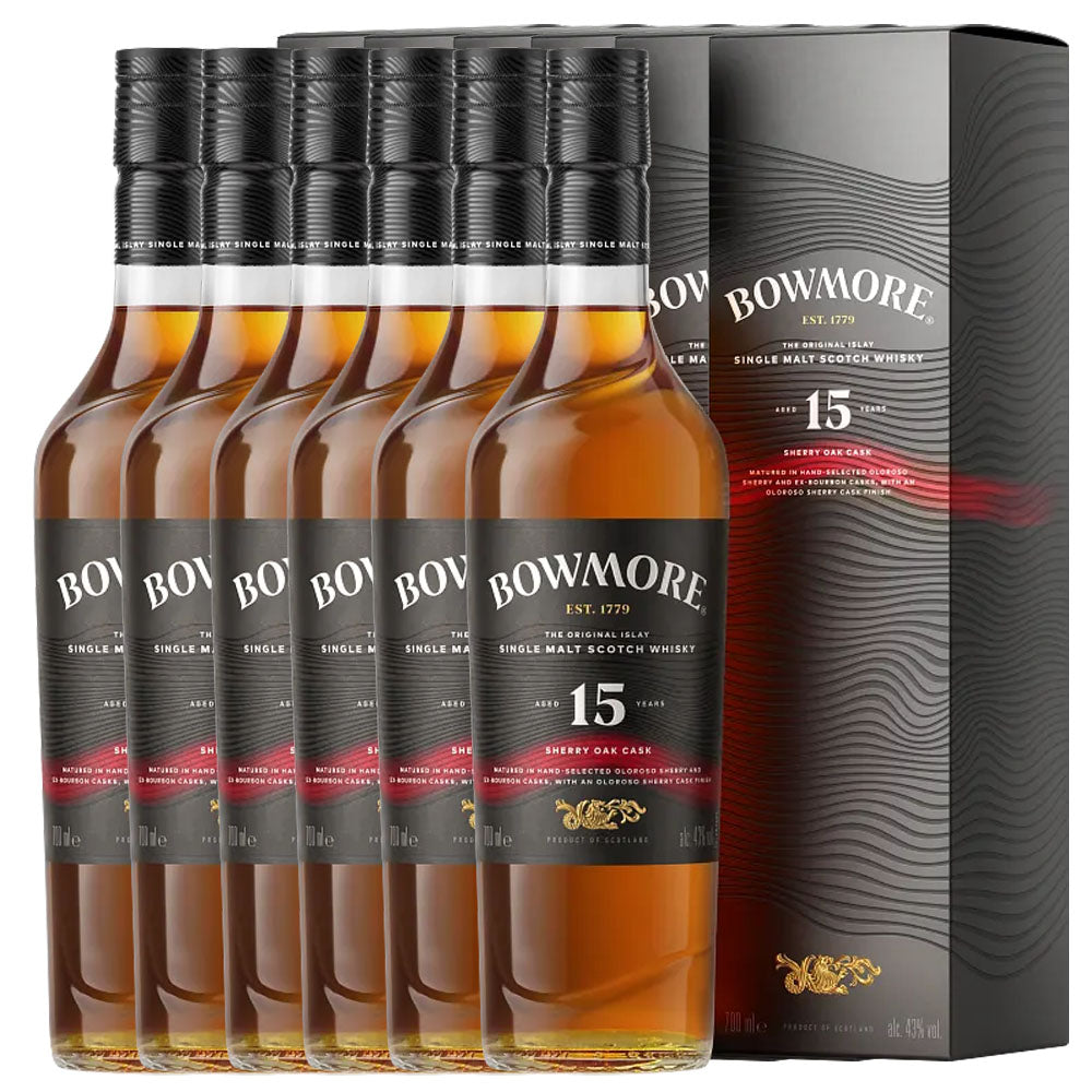 Bundle of 6 Bottles Bowmore 15 Year Sherry Oak Cask ABV 43% 700ml with Box