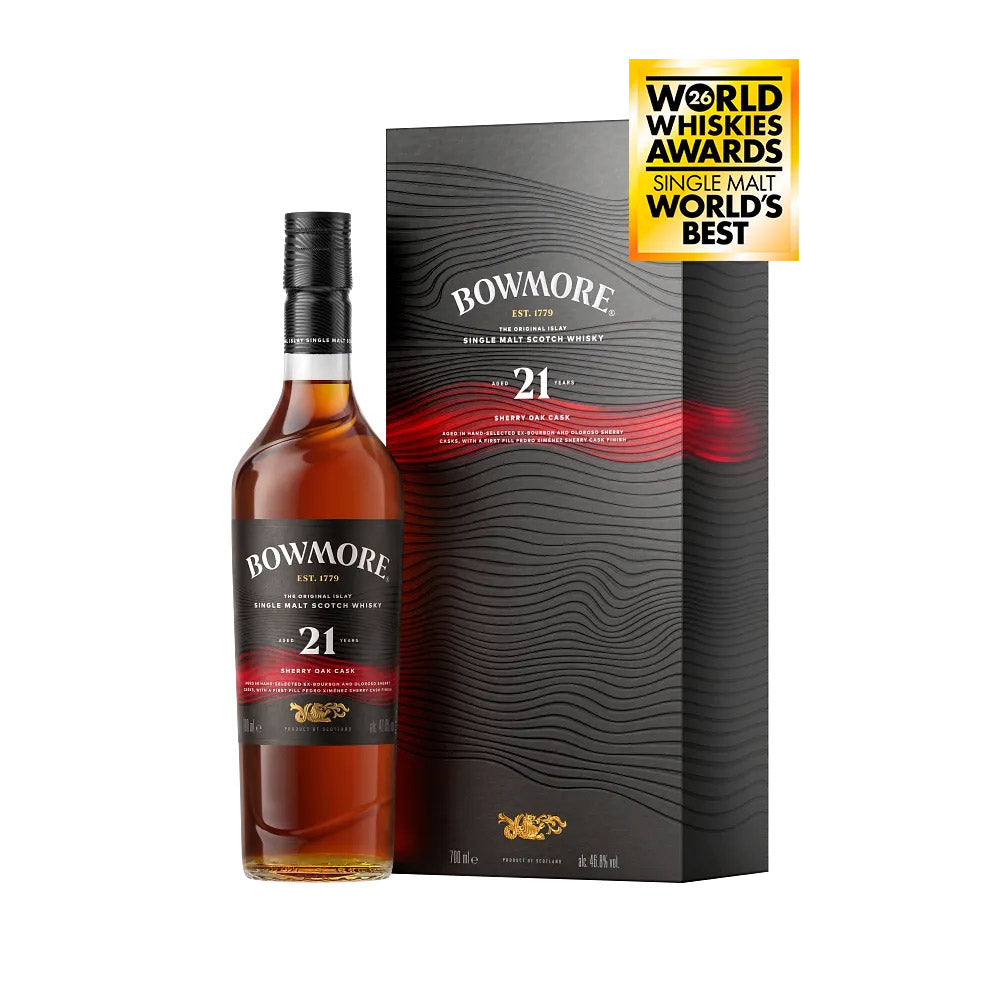 Bundle of 2 Bottles Bowmore 21 Year Old Sherry Oak Cask ABV 46.8% 700ml