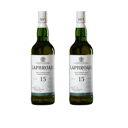 Bundle of 2 Bottles Laphroaig 15 Year Old Islay Single Malt Scotch Whisky ABV 46% 700ML