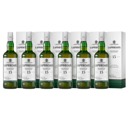 Bundle of 6 Bottles Laphroaig 15 Year Old Islay Single Malt Scotch Whisky ABV 46% 700ML
