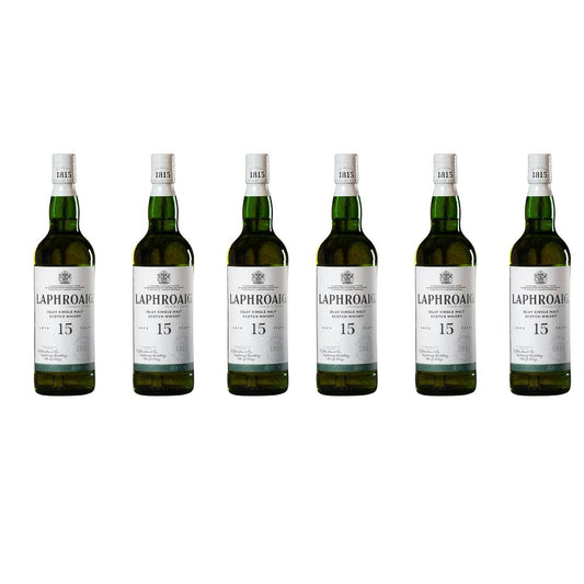 Bundle of 6 Bottles Laphroaig 15 Year Old Islay Single Malt Scotch Whisky ABV 46% 700ML