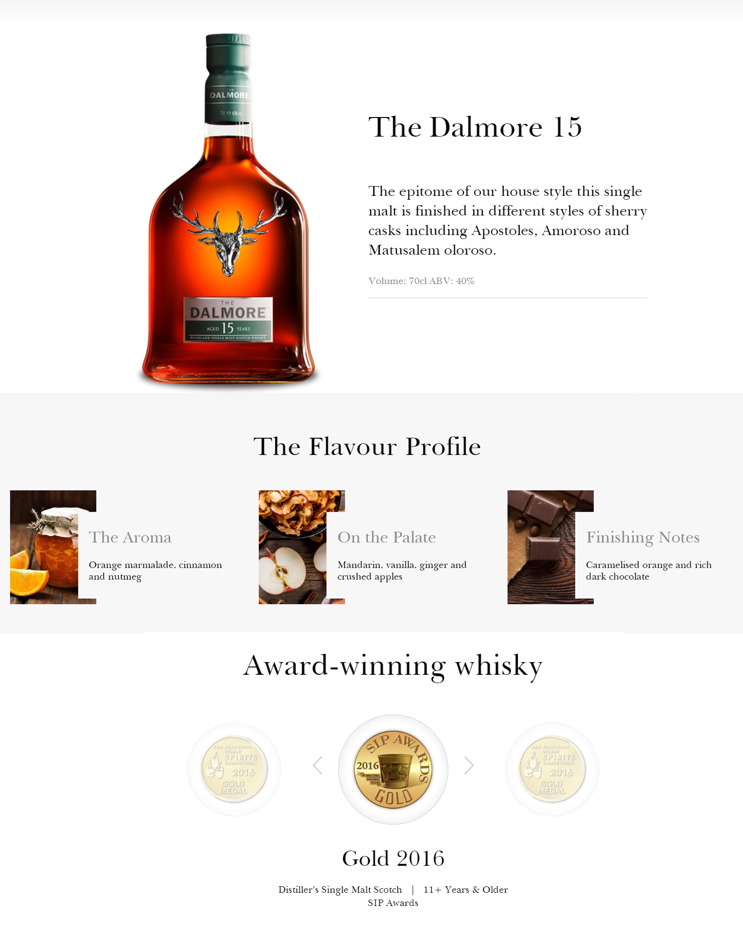 Dalmore 15-year-old single malt whisky - 40% - Dalmore