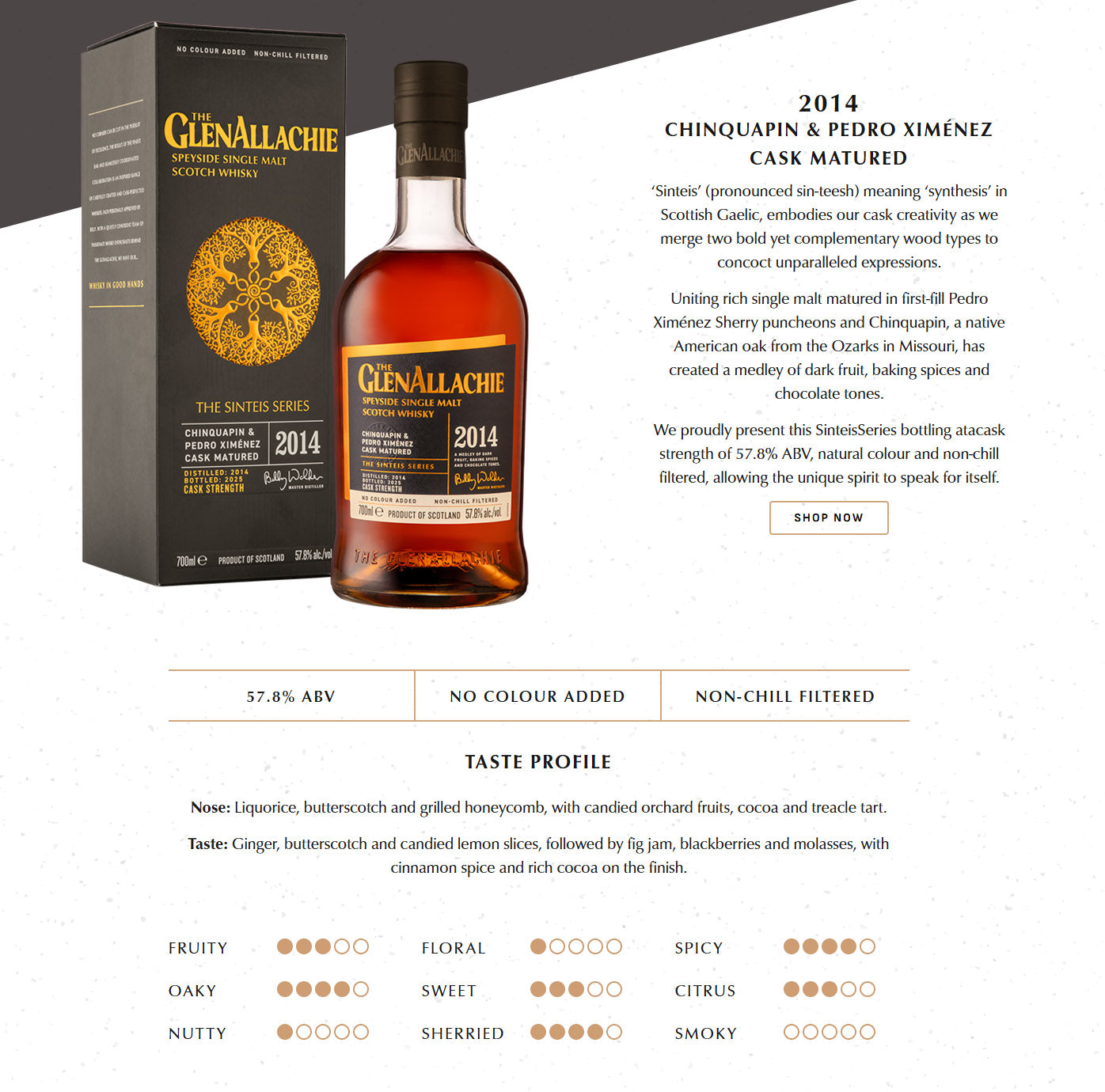 GlenAllachie Sinteis Part I: 2014 Chinquapin & PX Cask Matured ABV 57.8% 700ml