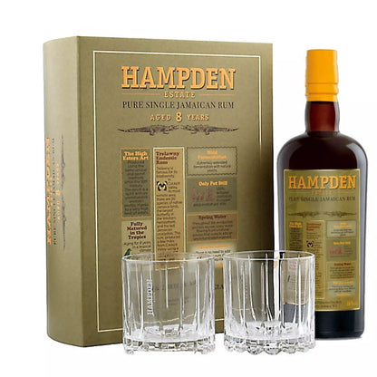 (Gift Set) Hampden 8 Year Rum Gift Set ABV 46% 70cl FREE 2 Riedel Glasses
