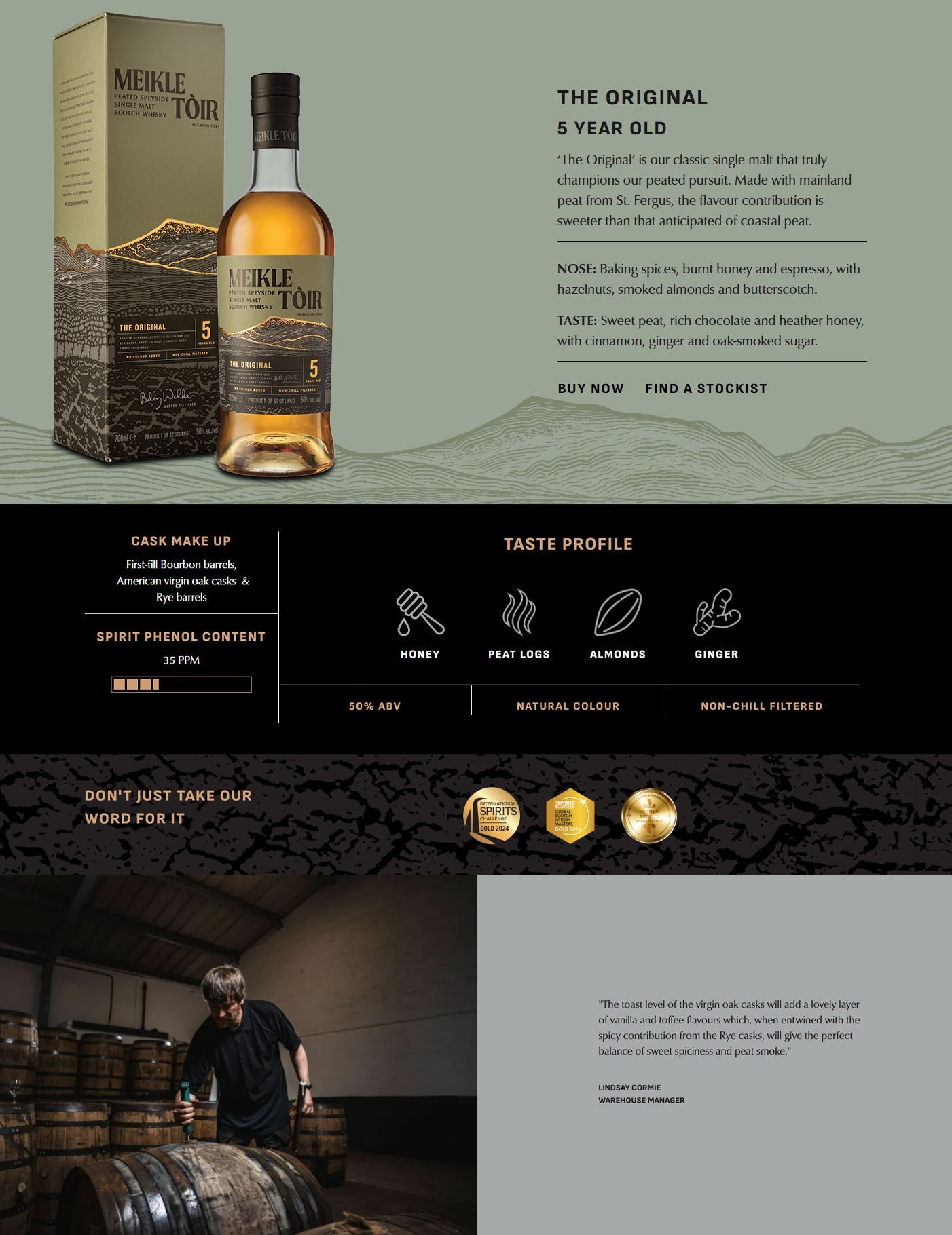 Meikle Toir The Original 5 Year Peated Speyside Single Malt Scotch Whisky ABV 50% Vol 70cl / 700ml (With Gift Box)