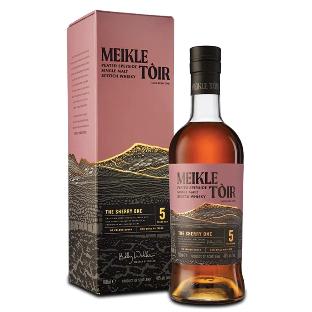 Meikle Toir The Sherry One 5 Year Peated Speyside Single Malt Scotch Whisky ABV 48% Vol 70cl / 700ml (With Gift Box)