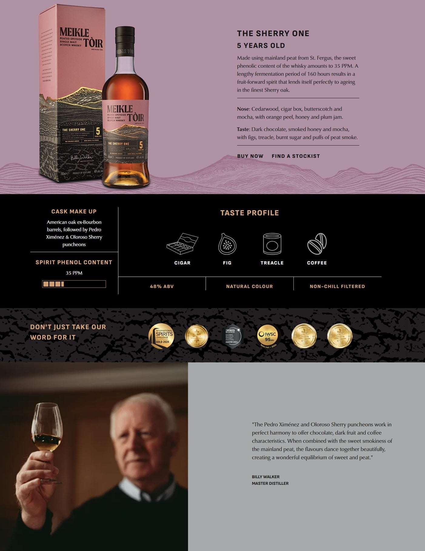 Meikle Toir The Sherry One 5 Year Peated Speyside Single Malt Scotch Whisky ABV 48% Vol 70cl / 700ml (With Gift Box)