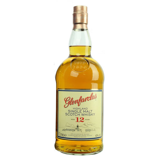Glenfarclas 12 Year Old Highland Single Malt Scotch Whisky ABV 43% Vol 1000ml / 100cl / 1L (No Box)