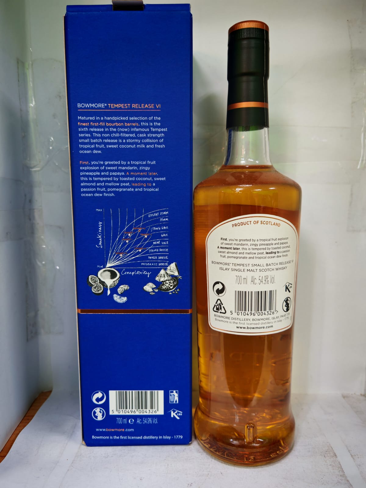 Bowmore 10 Year Old Tempest Small Batch Release 6 First Fill Bourbon Cask Strength Islay Single Malt Scotch Whisky ABV 54.9% Vol 700ml / 70cl with Gift Box