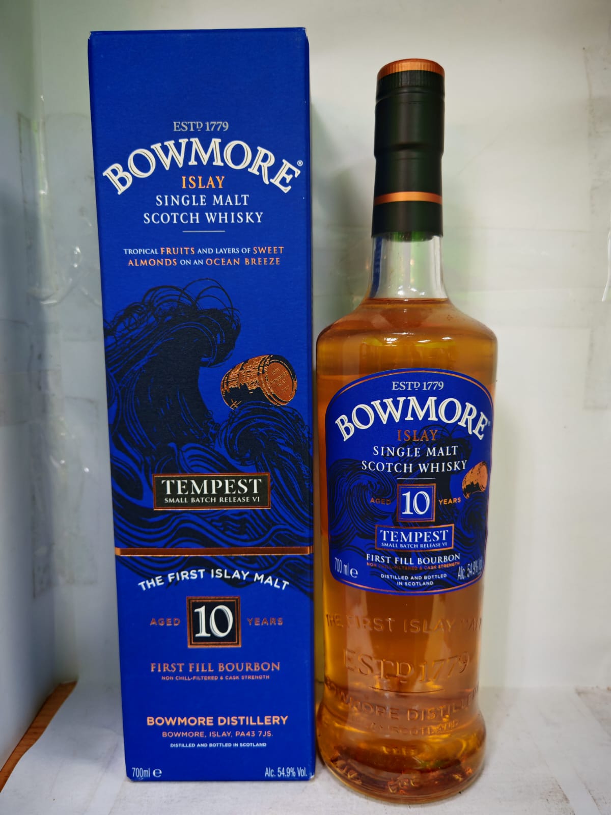 Bowmore 10 Year Old Tempest Small Batch Release 6 First Fill Bourbon Cask Strength Islay Single Malt Scotch Whisky ABV 54.9% Vol 700ml / 70cl with Gift Box