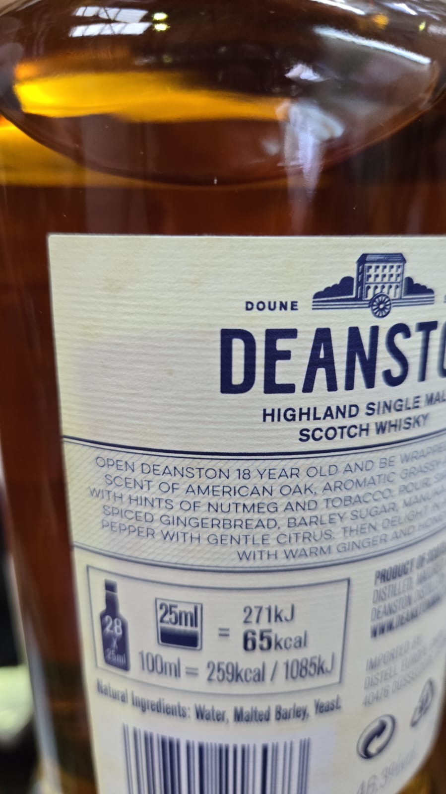 Deanston 18 Year Old Highland Single Malt Scotch Whisky ABV 46.3