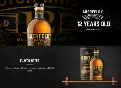 Aberfeldy 12 Year Old in Oak Limited Bottling Batch Number 2905 Highland Single Malt Scotch Whisky ABV 40% 100cl / 1000ml / 1L (1 Litre)