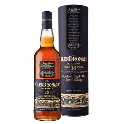 The Glendronach 18 Year Old Allardice Exclusively Matured in the finest Spanish Oloroso Sherry Casks Highland Single Malt Scotch Whisky ABV 46% Vol 70cl / 700ml (With Gift Box)