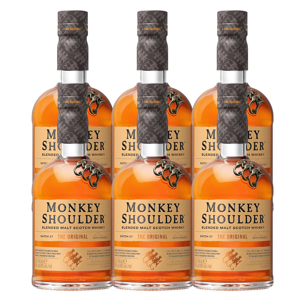 Monkey Shoulder Blended Malt Whisky ABV 40% Vol 700ml / 70cl x 6 bottles (Bundle) (Both new and old designs are available; you may receive either design.)