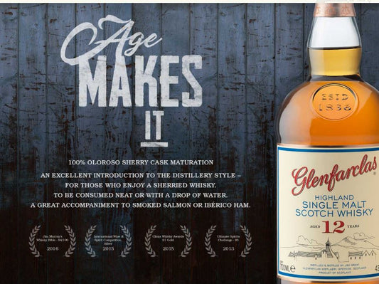 Glenfarclas 12 Year Old Highland Single Malt Scotch Whisky ABV 43% Vol 1000ml / 100cl / 1L (No Box)