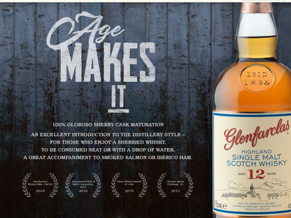 Glenfarclas 12 Year Old Highland Single Malt Scotch Whisky ABV 43% Vol 1000ml / 100cl / 1L (No Box)