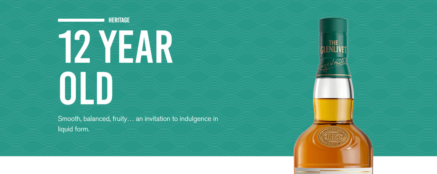 The Glenlivet 12 Years of Age Double Oak Matured in European Oak and American Oak Casks Single Malt Scotch Whisky ABV 40% 70cl (No Box)