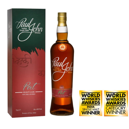 Paul John Port Select Cask Indian Single Malt Whisky ABV 48% Vol 70cl / 700ml (With Gift Box)