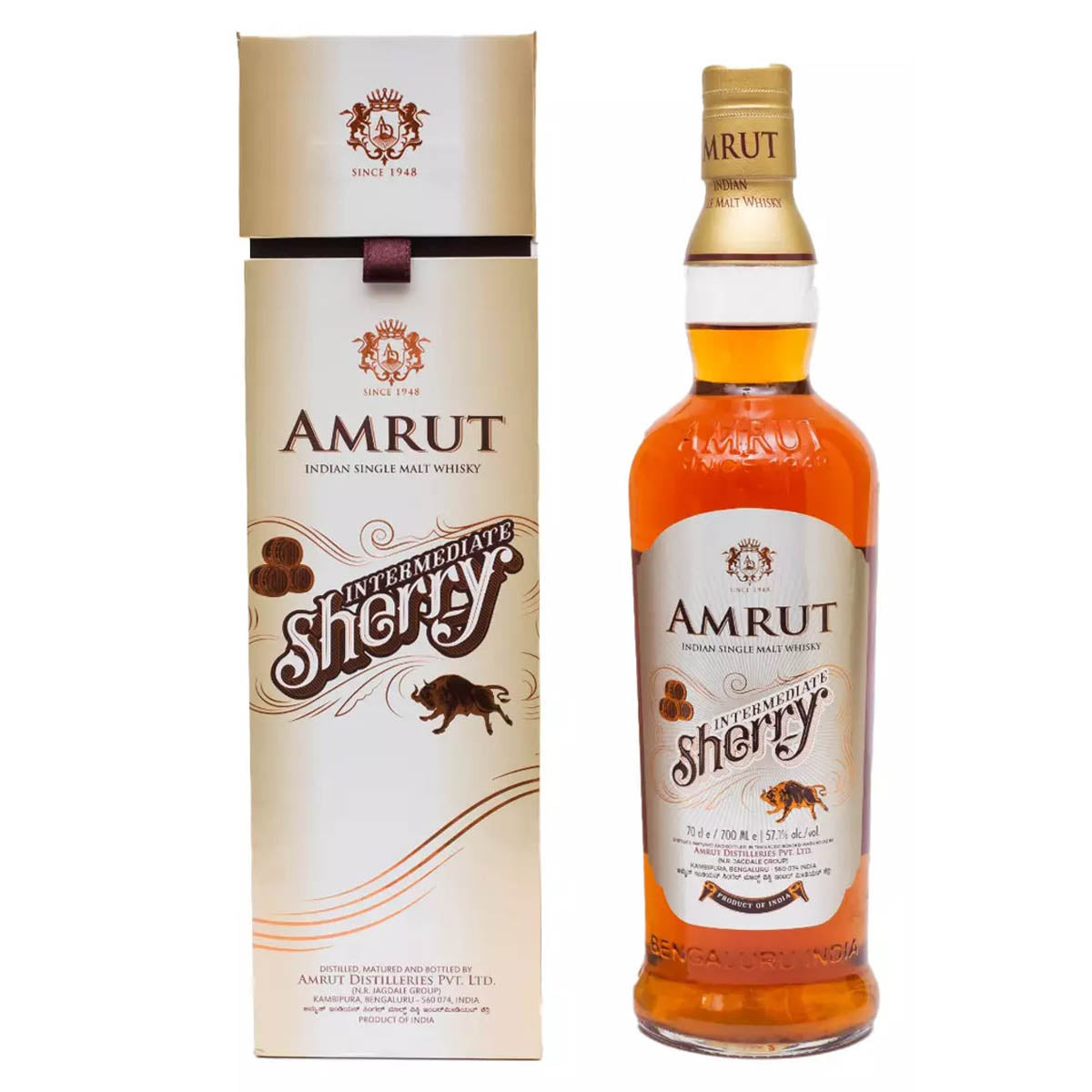 Amrut Intermediate Sherry Indian Single Malt Whisky ABV 57.1% 70cl / 700ml