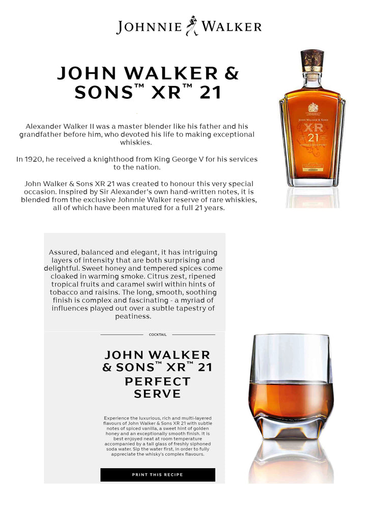 Johnnie Walker (John Walker & Sons) XR 21 Year Old CNY 2023 Limited Edition with 2 Shooter Glass ABV 40% 750ml (Gift Pack)