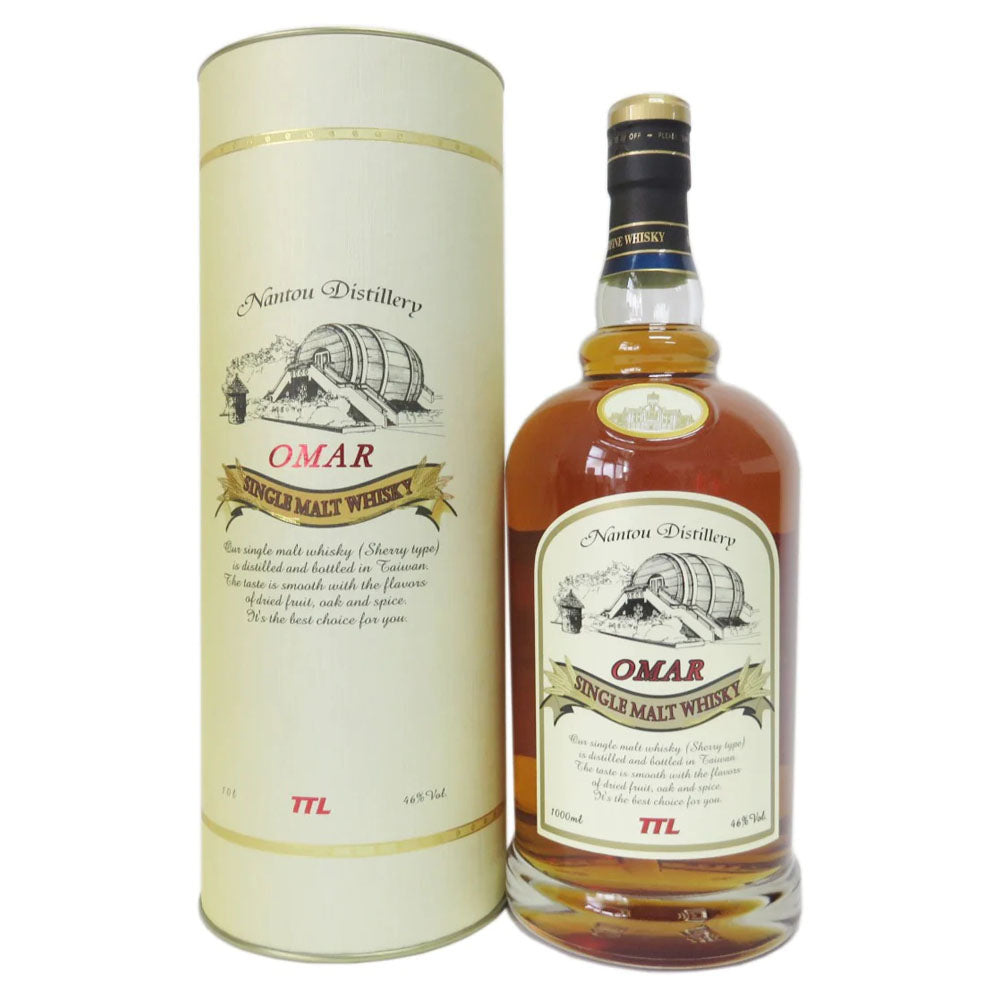 Omar Sherry Single Malt Whisky ABV 46% 100cl (1L) + Omar Bourbon Single Malt Whisky ABV 46% 200ml