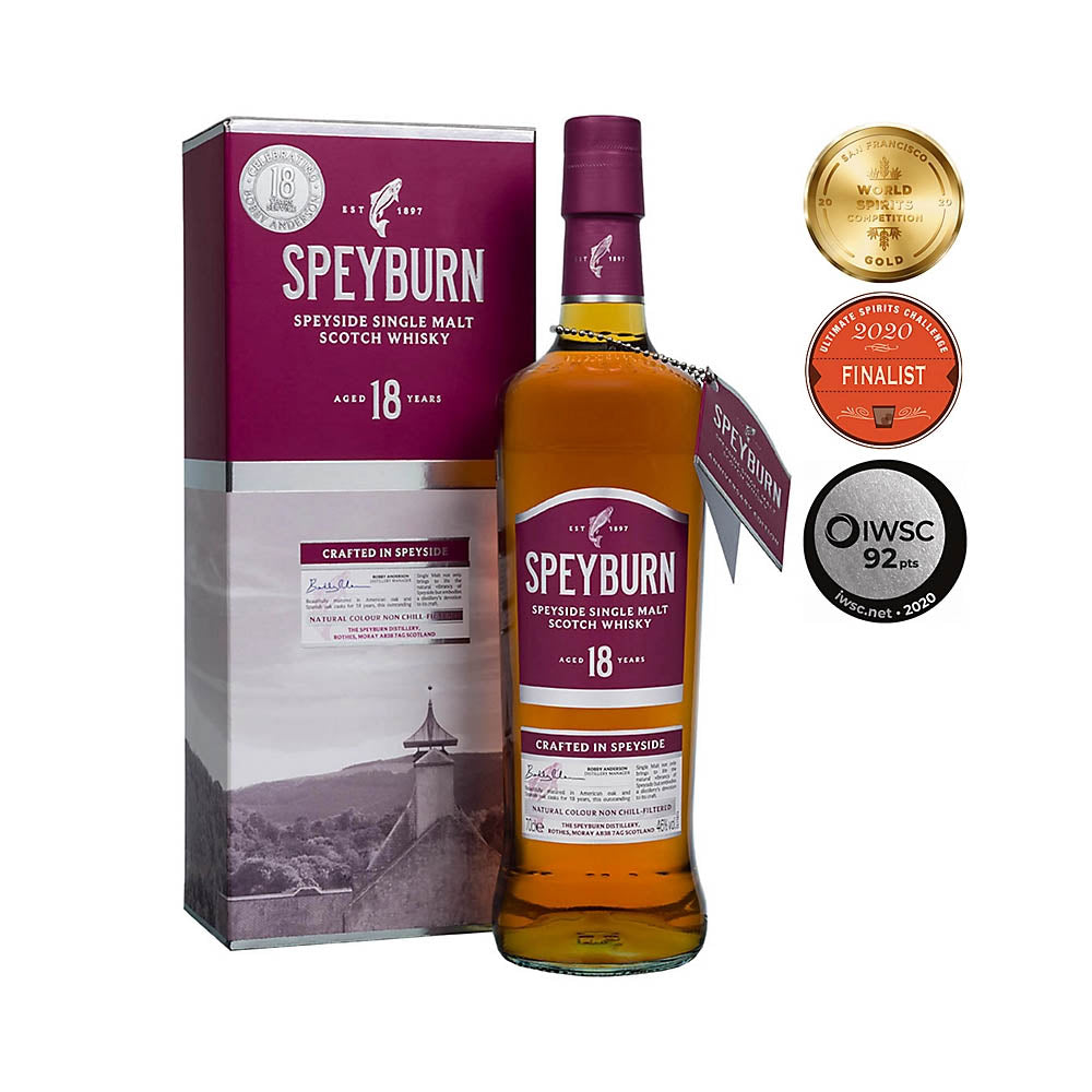 Speyburn 18 Year Old (World Spirits Competition 2020 Gold) Speyside Single Malt Scotch Whisky ABV 46% Vol 70cl / 700ml