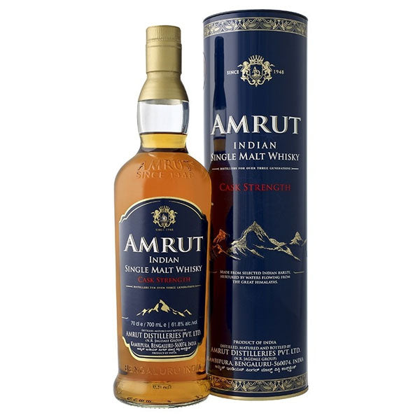 Amrut Cask Strength Indian Single Malt Whisky ABV 61.8% 70cl with Gift Box