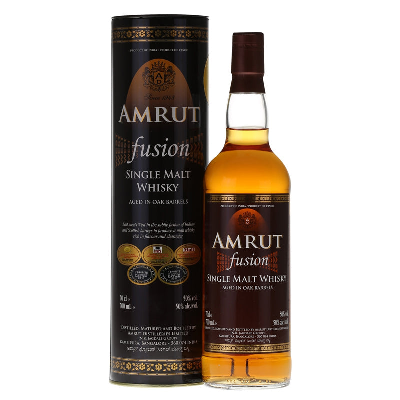 Amrut Fusion Indian Single Malt Whisky ABV 50% 70cl with Gift Box