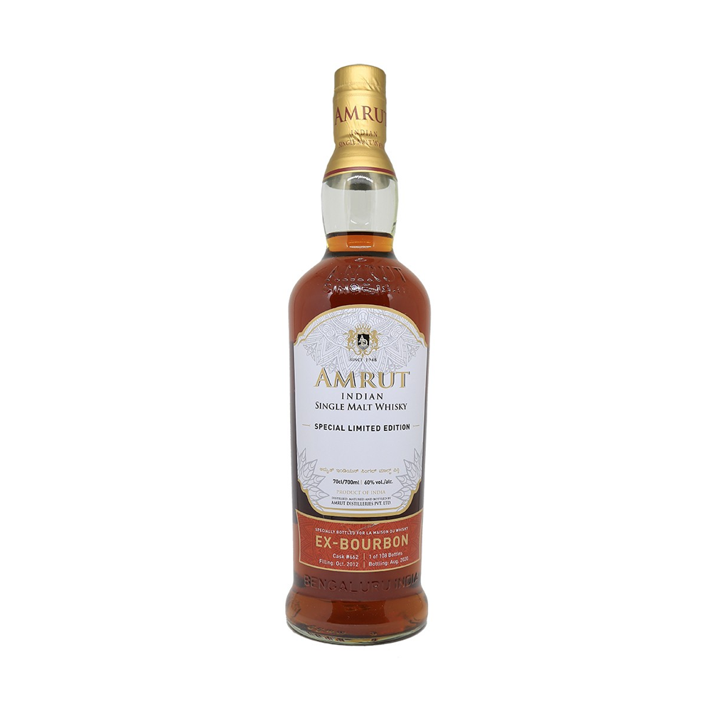 Amrut Ex-Bourbon Limited Edition Cask Number 662 One of 108 Bottles Filling Oct 2012 Bottling Aug 2020 Indian Single Malt Single Cask Whisky ABV 60% 70cl / 700ml