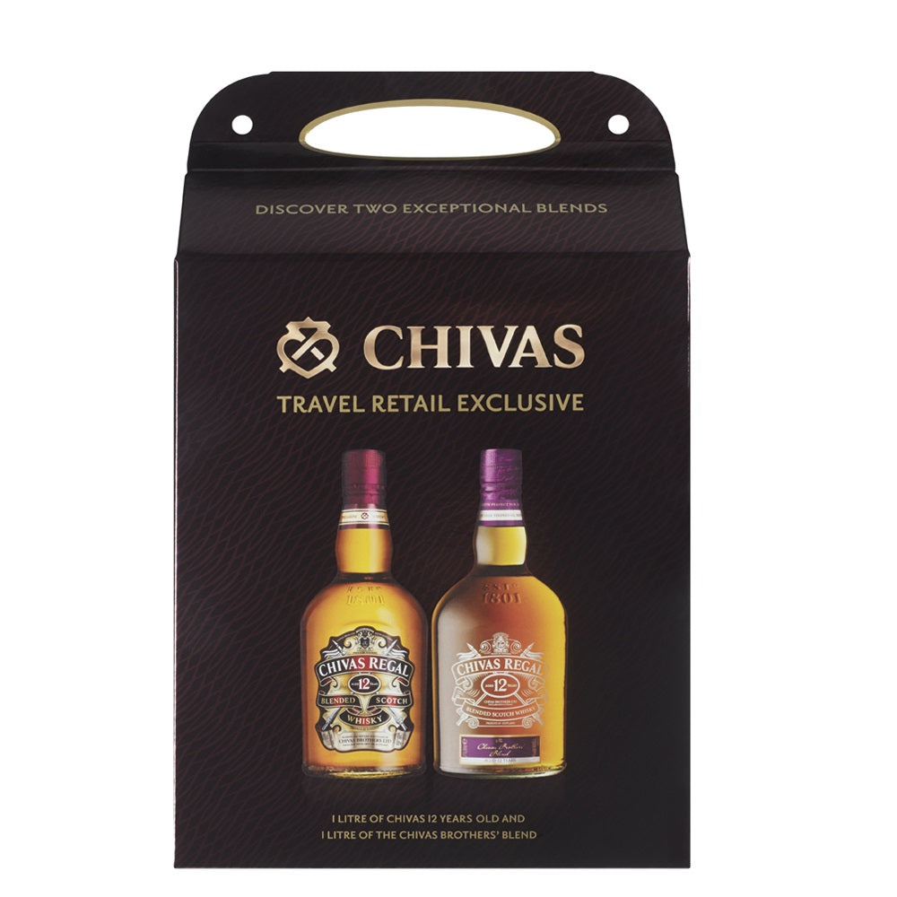 Bundle Of 2 Chivas 12 Year Old And Chivas Brothers Blend Scotch Whisky ABV 40% 100cl With Gift Box