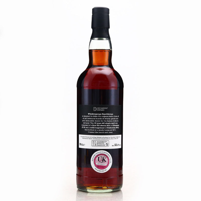 Equilibrium One 10 Year Old Whisky Sponge Sherry Butt, Refill Hogshead ABV 52% 70CL