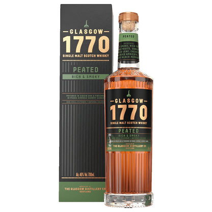 Glasgow 1770 Peated Rich & Smoky Lowland Single Malt Scotch Whisky ABV 46% Vol 70cl / 700ml (With Gift Box)