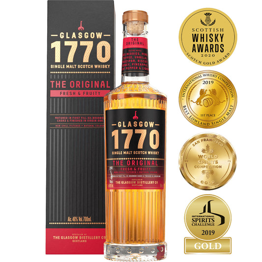 Glasgow 1770 The Original Fresh & Fruity Lowland Single Malt Scotch Whisky ABV 46% Vol 70cl / 700ml (With Gift Box)