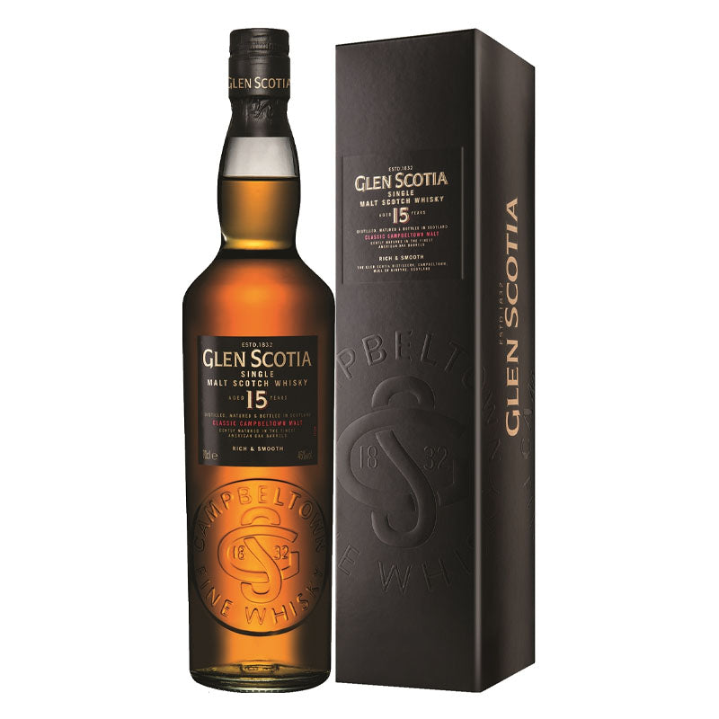 Glen Scotia 15 Year Old Gently Matured in the Finest American Oak Barrels Classic Campbeltown Single Malt Scotch Whisky ABV 46% Vol 70cl / 700ml
