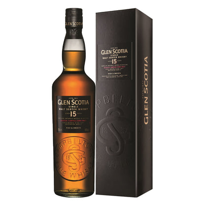 Glen Scotia 15 Year Old Gently Matured in the Finest American Oak Barrels Classic Campbeltown Single Malt Scotch Whisky ABV 46% Vol 70cl / 700ml