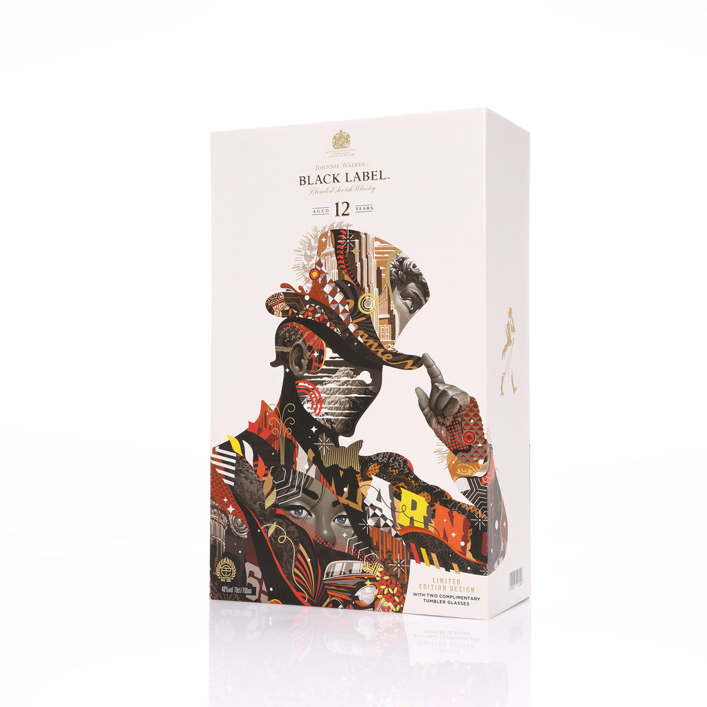 Johnnie Walker Tristan Eaton Artist Series Black Label Gift Set with 2 Glasses - The Whisky Shop Singapore