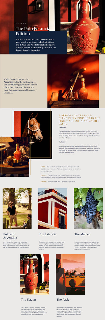 Royal Salute 21 Year The Polo Estancia Edition Blended Scotch Whisky ABV 40% Vol 700ml / 70cl