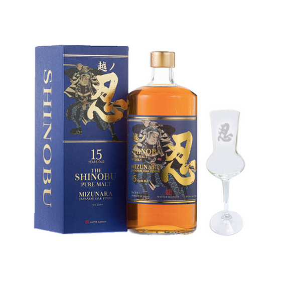 Shinobu 15 Years Old Pure Malt Whisky Mizunara Finish ABV 43% 70cl With Free Flute Glass